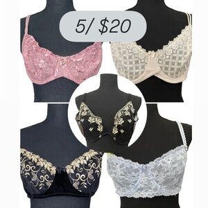 🤩 BUNDLE (5) Size 38C Lace Bras Multiple Colors